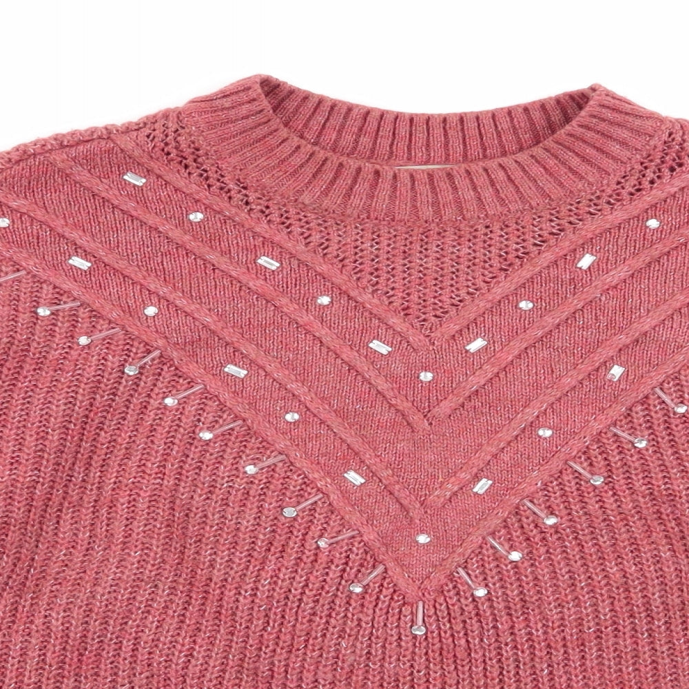 NEXT Womens Red Geometric  Pullover Jumper Size S