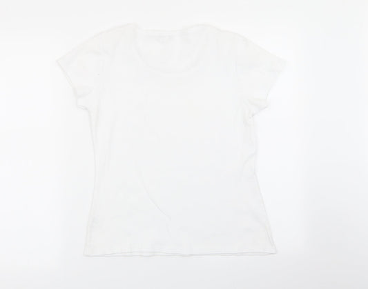 text Womens White   Basic T-Shirt Size S