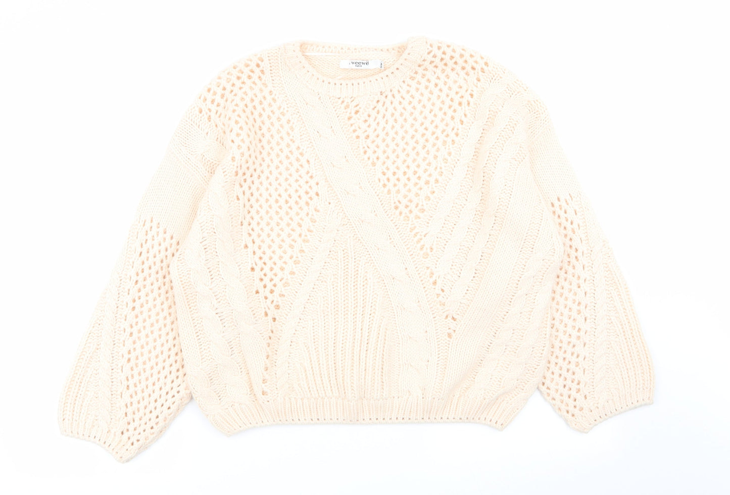 sweewe Womens Beige Geometric  Pullover Jumper Size S  - Size S-M