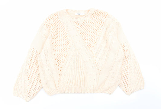 sweewe Womens Beige Geometric  Pullover Jumper Size S  - Size S-M