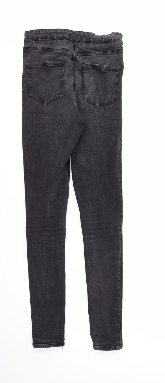 DENIM &CO  Womens Black Houndstooth  Skinny Jeans Size 12 L30 in