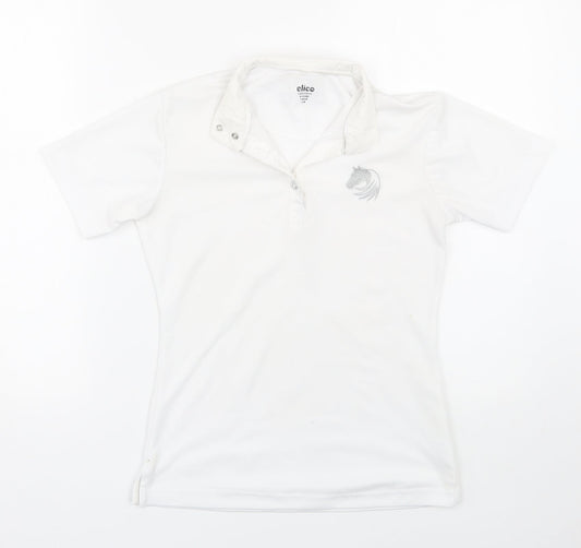 Elico Girls White   Basic Polo Size 9-10 Years