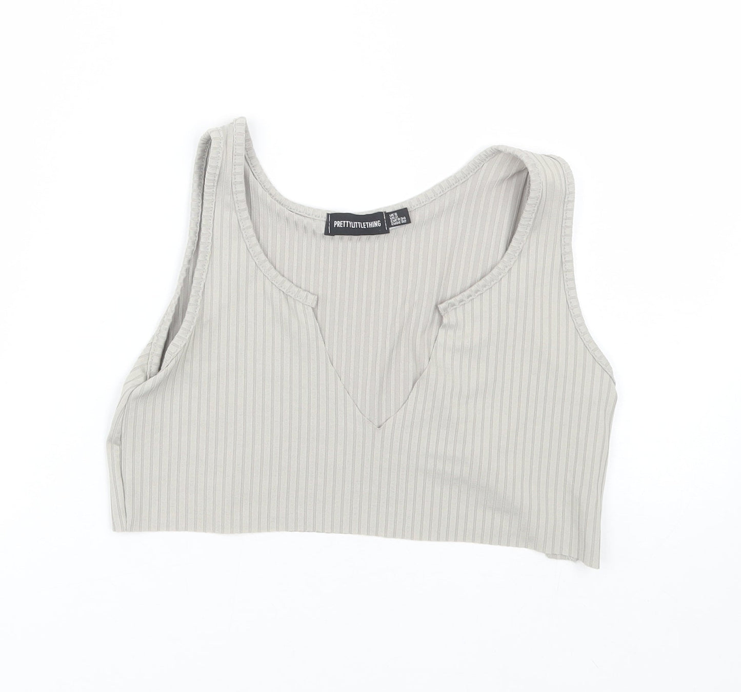 PRETTYLITTLETHING Womens Grey   Cropped Tank Size 6