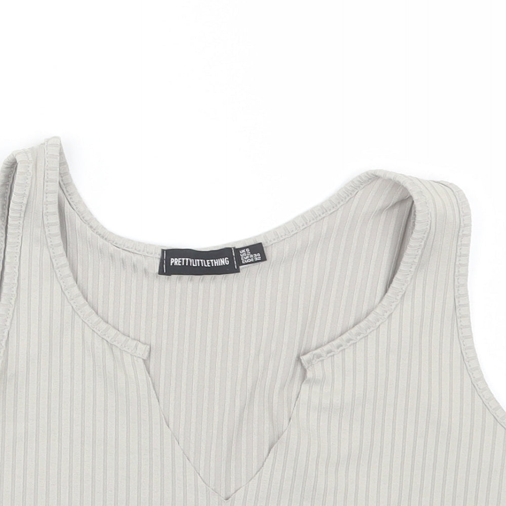 PRETTYLITTLETHING Womens Grey   Cropped Tank Size 6