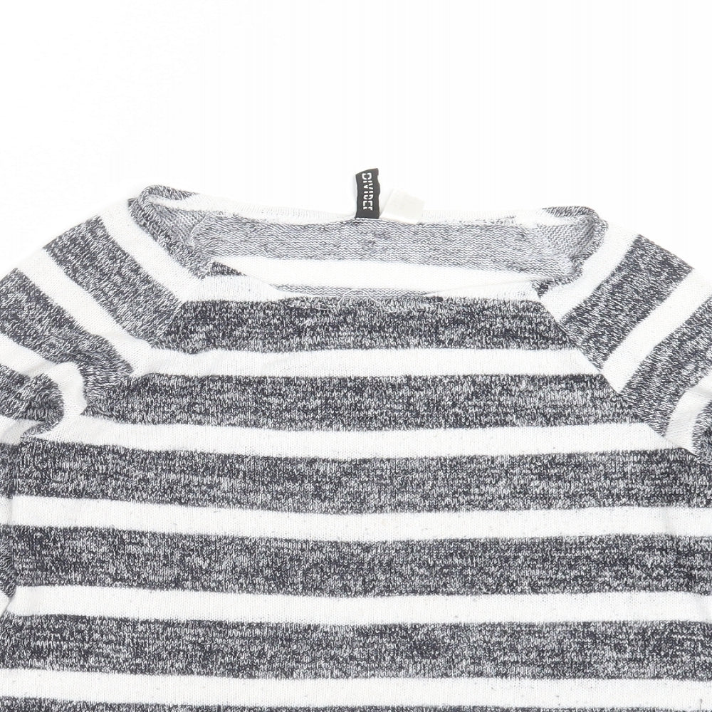 Divided by H&M Womens Blue Striped Knit Pullover Jumper Size XS
