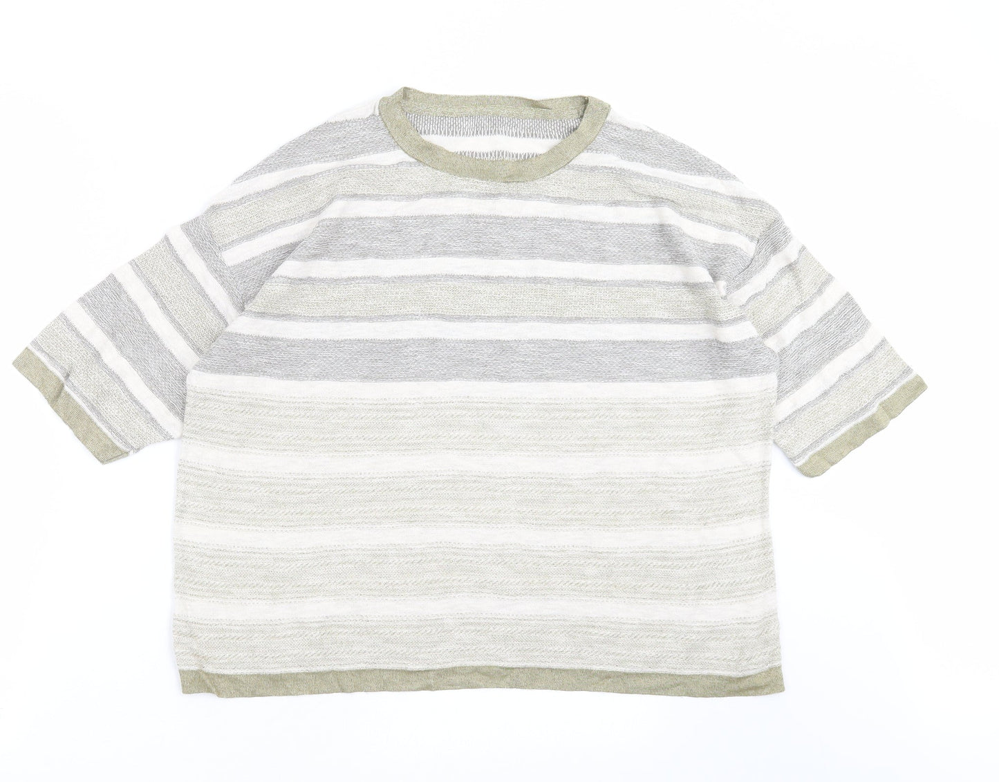 Marks and Spencer Womens Green Striped Knit Pullover Jumper Size 16
