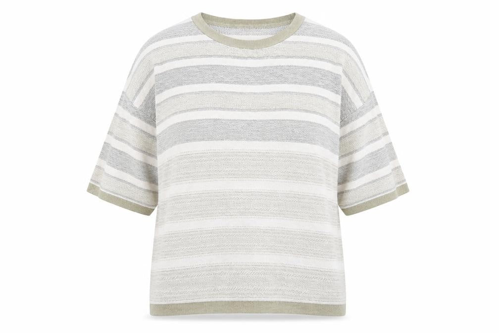 Marks and Spencer Womens Green Striped Knit Pullover Jumper Size 16