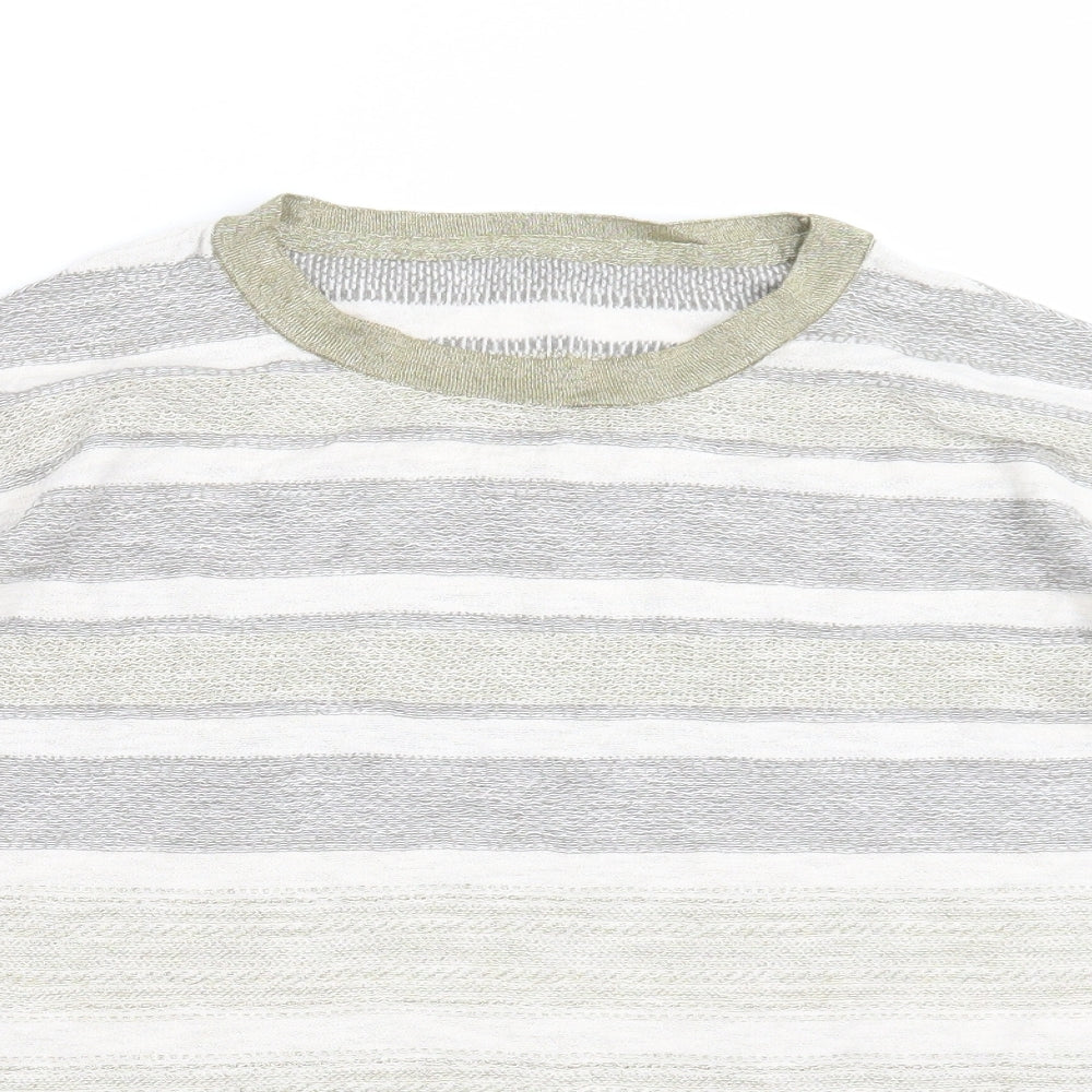 Marks and Spencer Womens Green Striped Knit Pullover Jumper Size 16