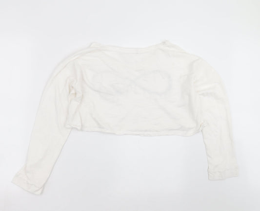 Rock & Rose Womens White   Cropped T-Shirt Size L  - love