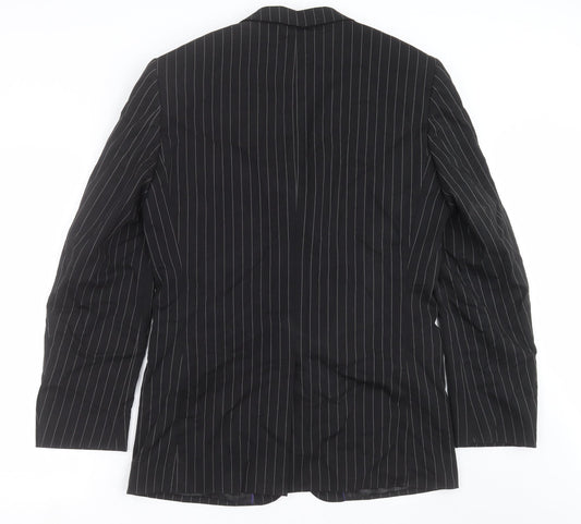Butler & Webb Mens Black Striped  Jacket Suit Jacket Size 38