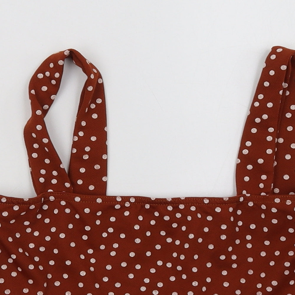 Missguided Womens Brown Polka Dot  Cropped Tank Size 6
