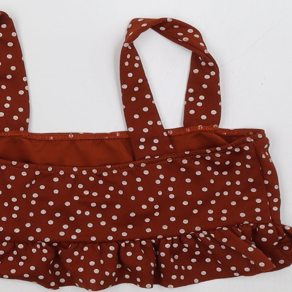 Missguided Womens Brown Polka Dot  Cropped Tank Size 6