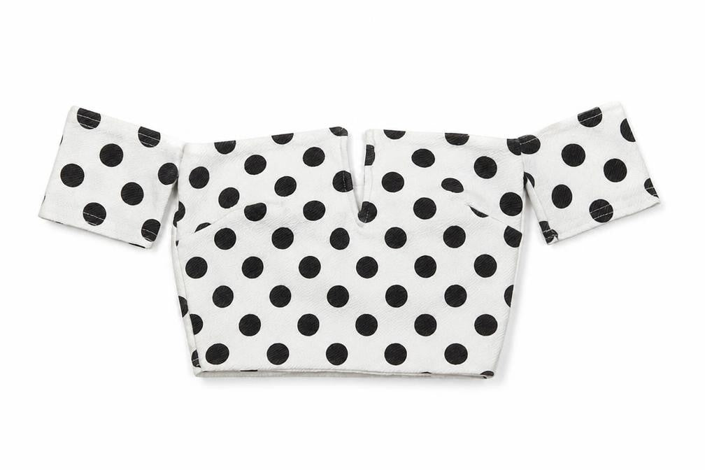 PRETTYLITTLETHING Womens White Polka Dot  Cropped Tank Size 6