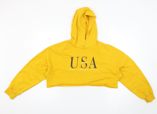 H&M Womens Yellow   Pullover Hoodie Size S