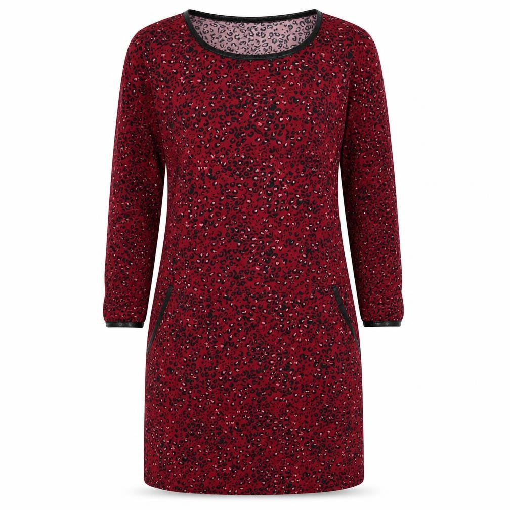 Le Redoute Womens Red Animal Print  T-Shirt Dress  Size 6