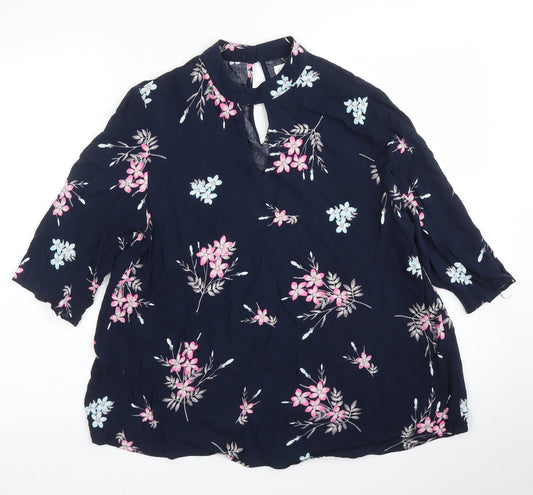 Apricot Womens Blue Floral  Basic Blouse Size 10