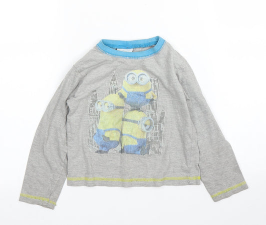 Minions Boys Grey Solid   Pyjama Set Size 3 Years
