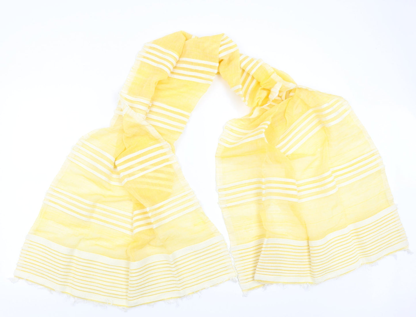 Preworn Womens Yellow Striped   Scarf