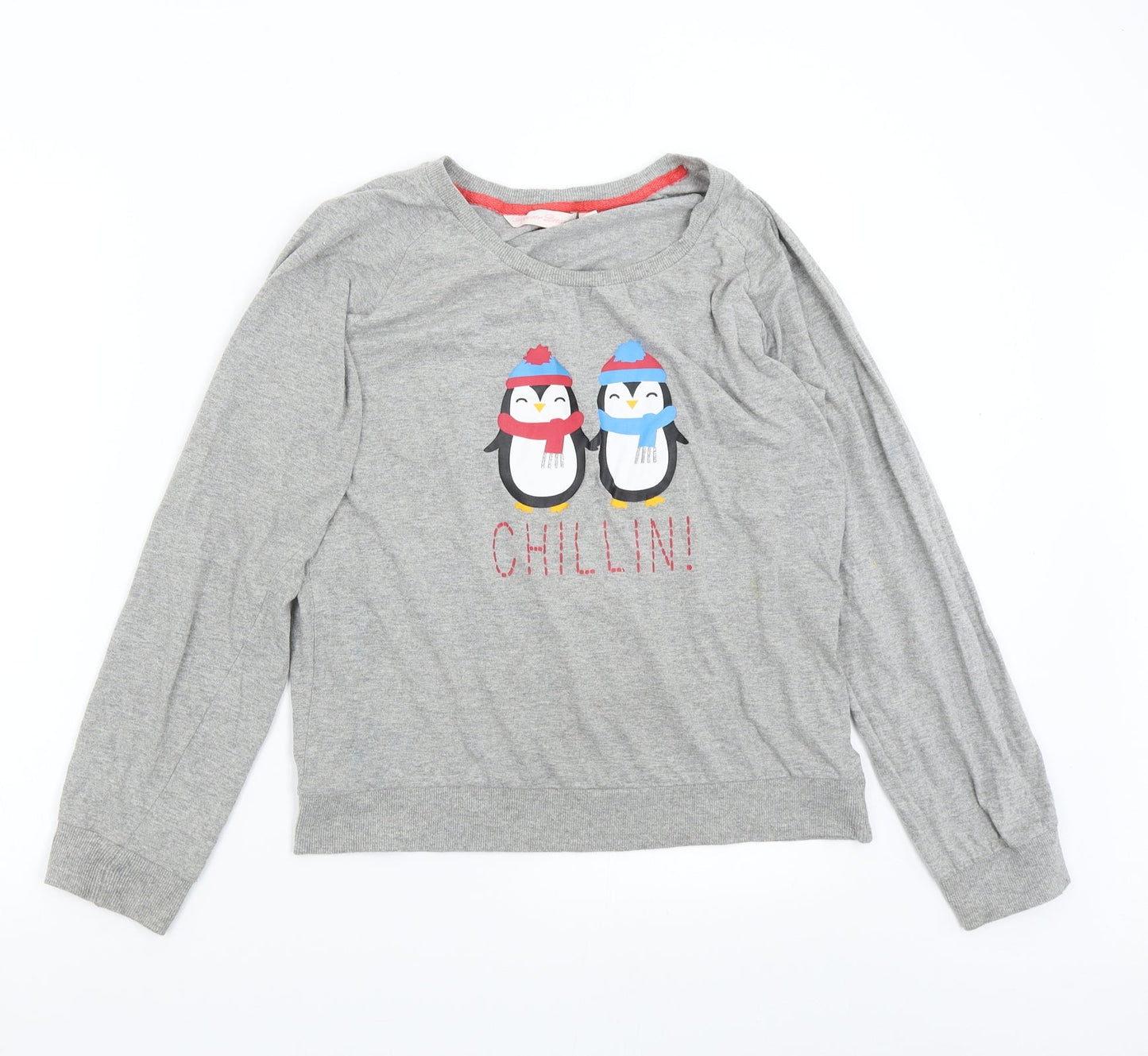 Forever Dreams Womens Grey Solid  Top Pyjama Top Size L  - Penguin