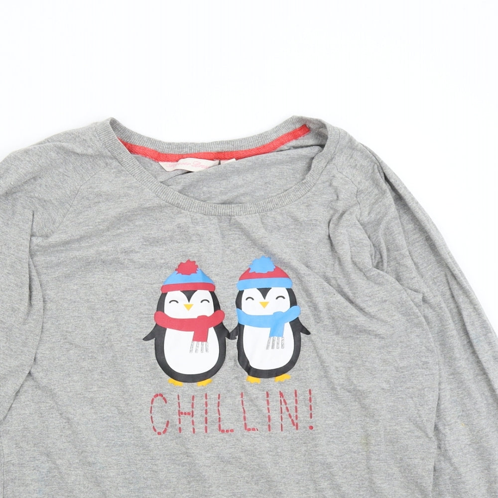 Forever Dreams Womens Grey Solid  Top Pyjama Top Size L  - Penguin