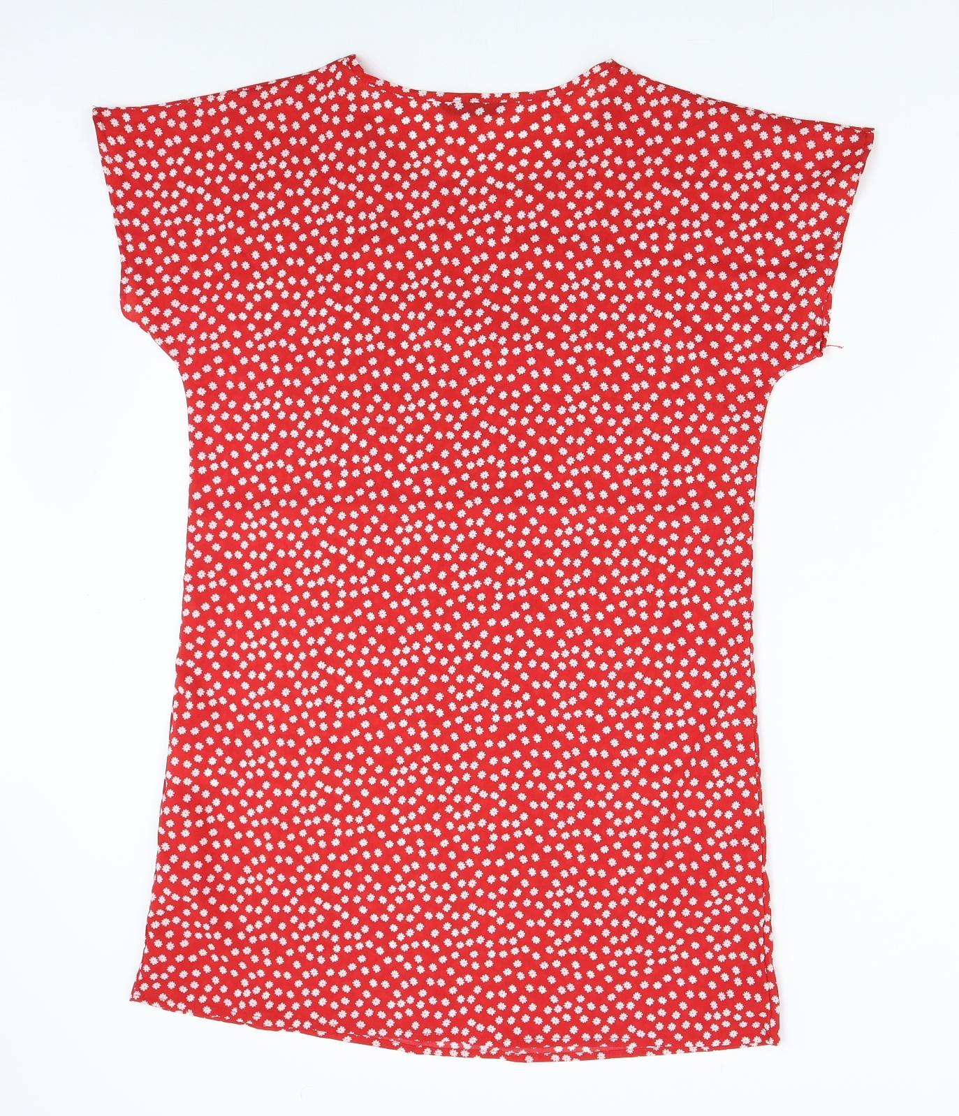 SheIn Womens Red Floral  Slip Dress  Size 8