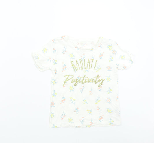 Primark Girls Multicoloured Floral  Basic T-Shirt Size 8-9 Years  - Positivity