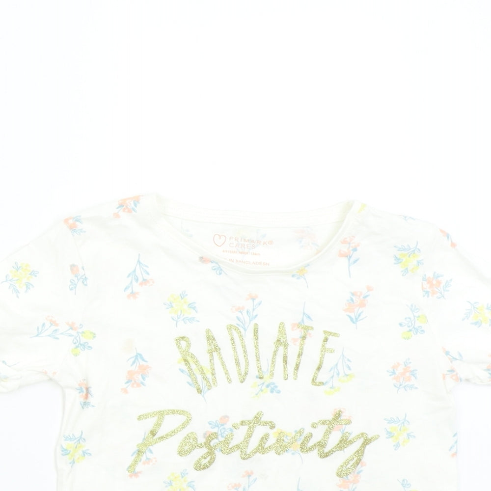 Primark Girls Multicoloured Floral  Basic T-Shirt Size 8-9 Years  - Positivity