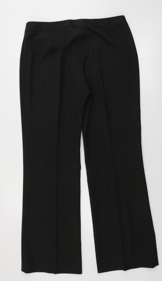 Marks and Spencer  Womens Black Striped  Trousers  Size 12 L25 in
