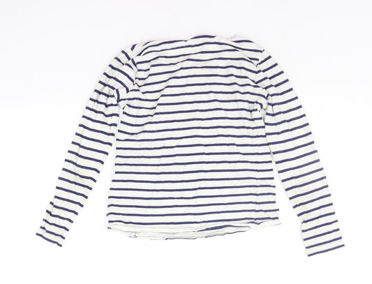 Matalan Girls White Striped  Basic T-Shirt Size 8-9 Years