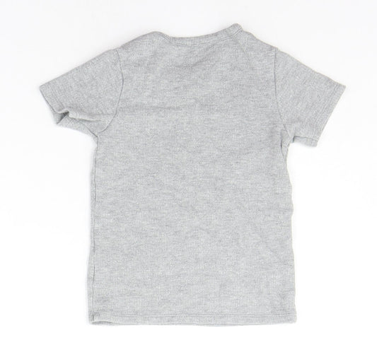 Marks and Spencer Boys Grey Houndstooth  Basic T-Shirt Size 6-7 Years