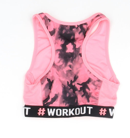 Minoti Girls Pink Geometric  Basic Tank Size 7-8 Years  - workout