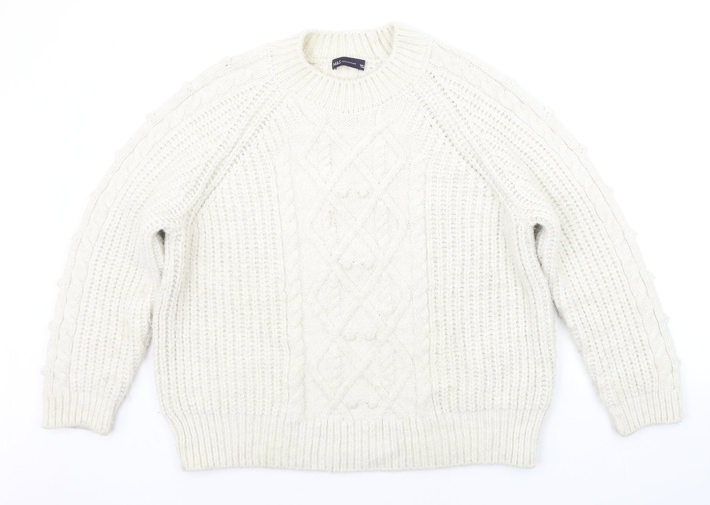 Marks and Spencer Womens White Houndstooth  Pullover Jumper Size L