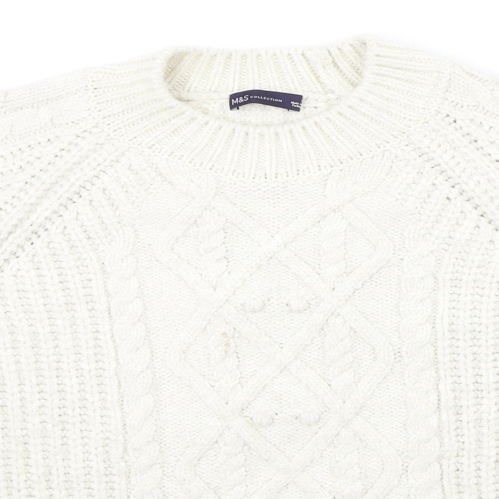 Marks and Spencer Womens White Houndstooth  Pullover Jumper Size L