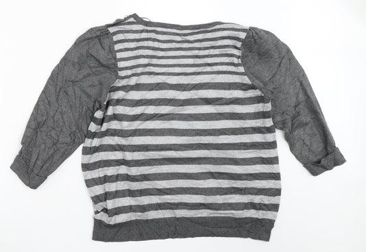 BHS Womens Grey Striped  Pullover Jumper Size 16