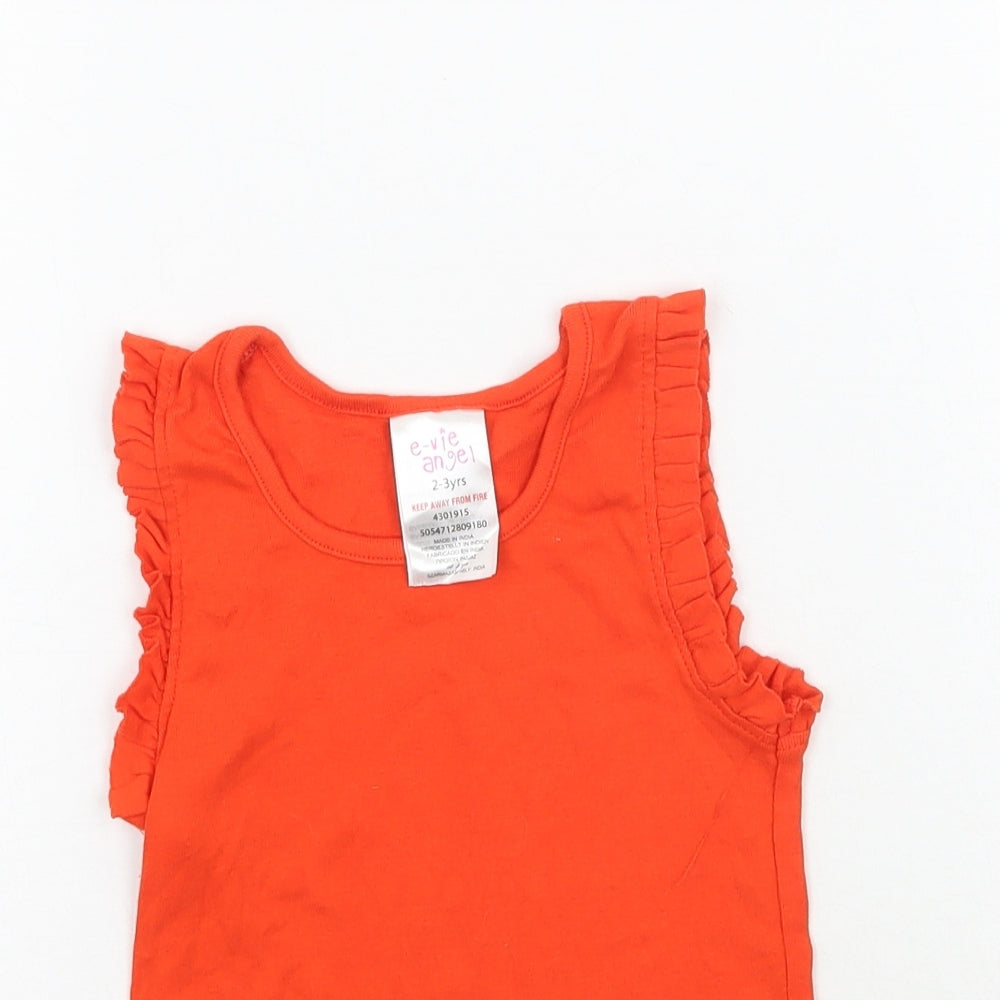 Evie Girls Orange   Basic Tank Size 2-3 Years
