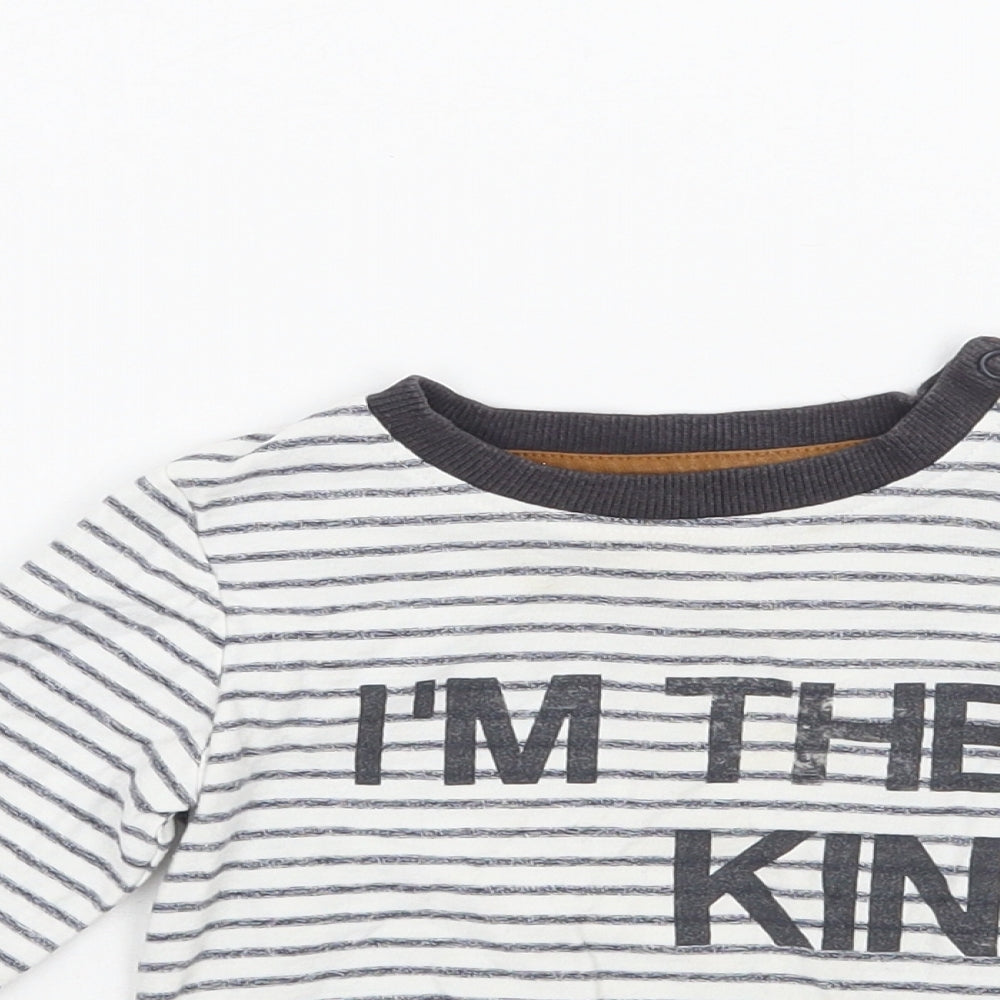 Nutmeg Boys White Striped  Basic T-Shirt Size 12 Months