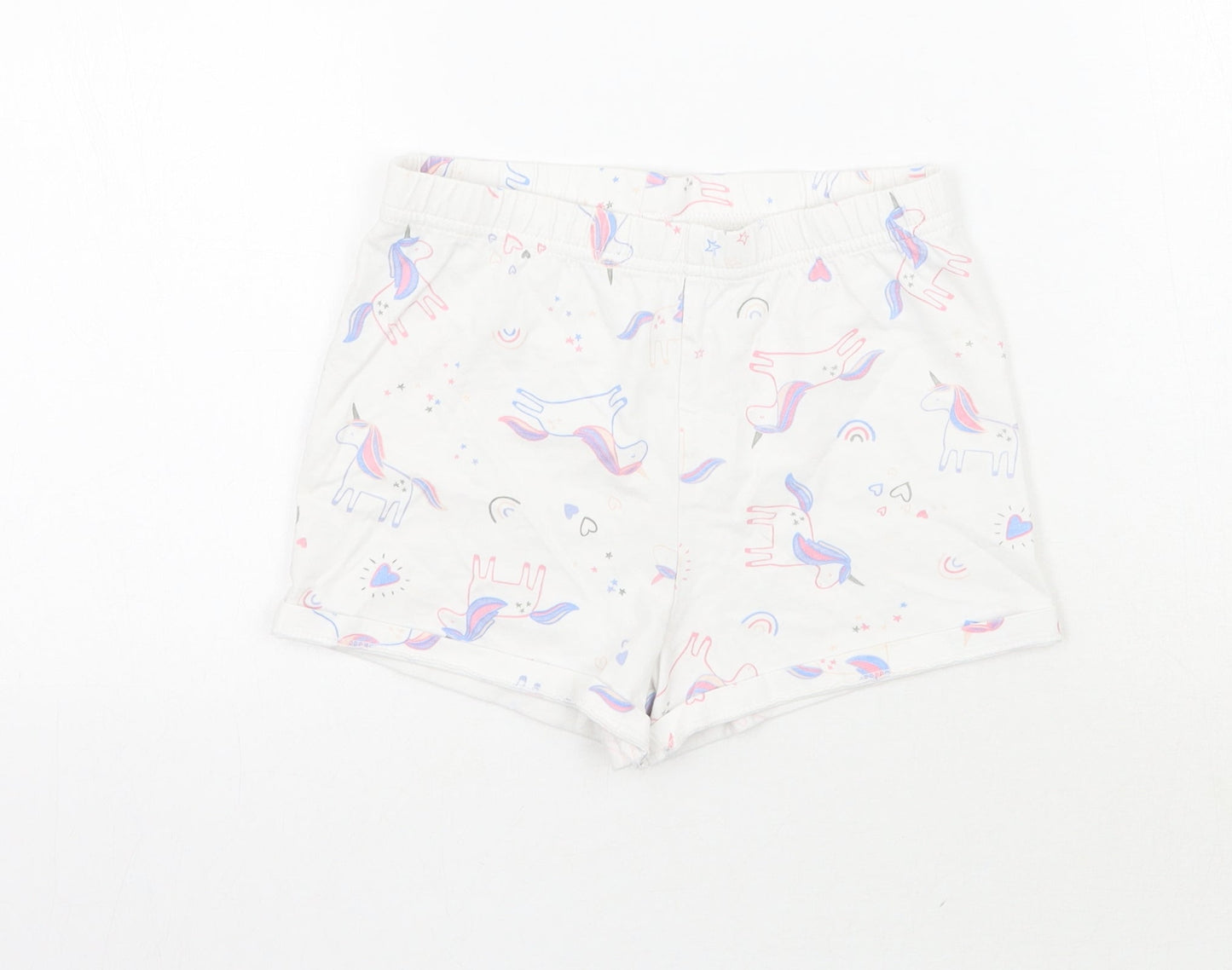 George Girls White Geometric  Sweat Shorts Size 5-6 Years