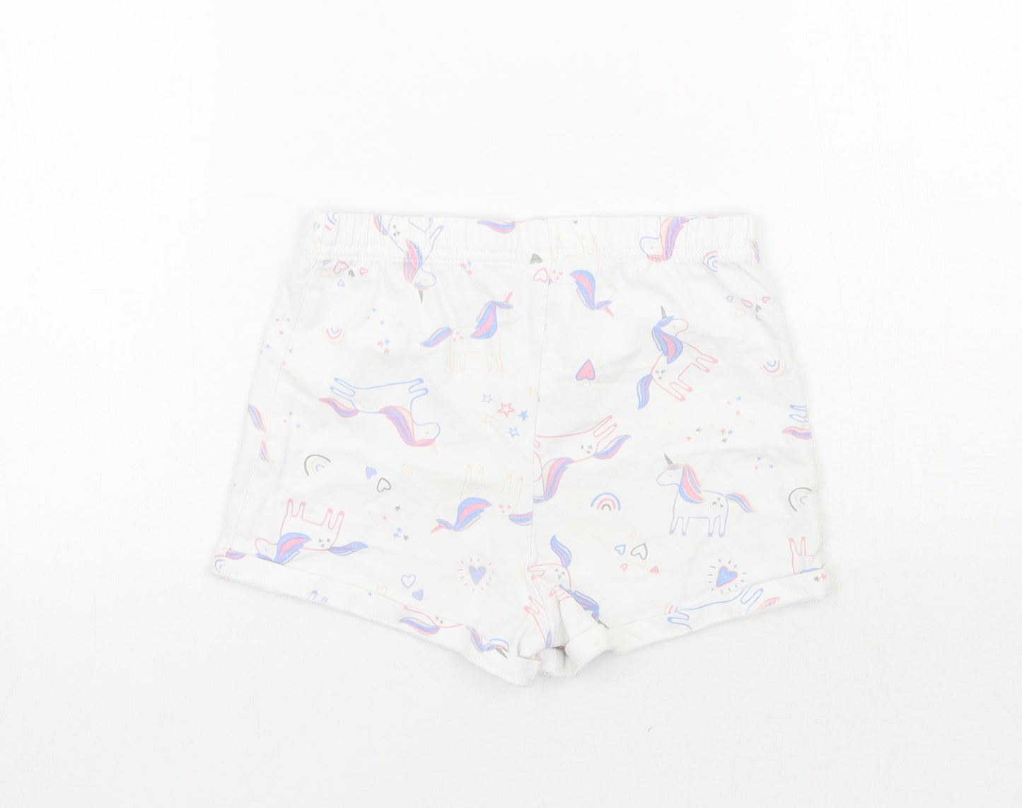 George Girls White Geometric  Sweat Shorts Size 5-6 Years