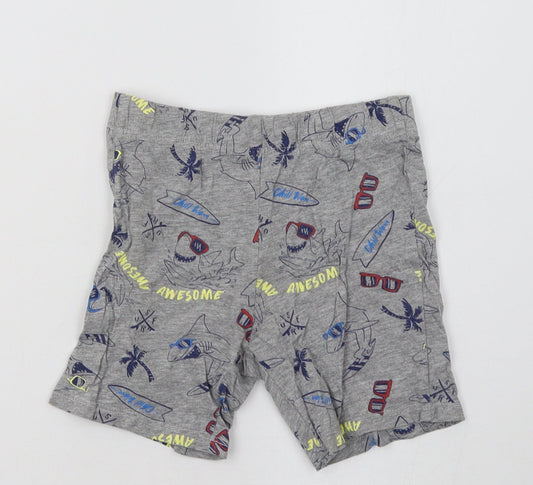Preworn Boys Grey Geometric  Sweat Shorts Size 5-6 Years