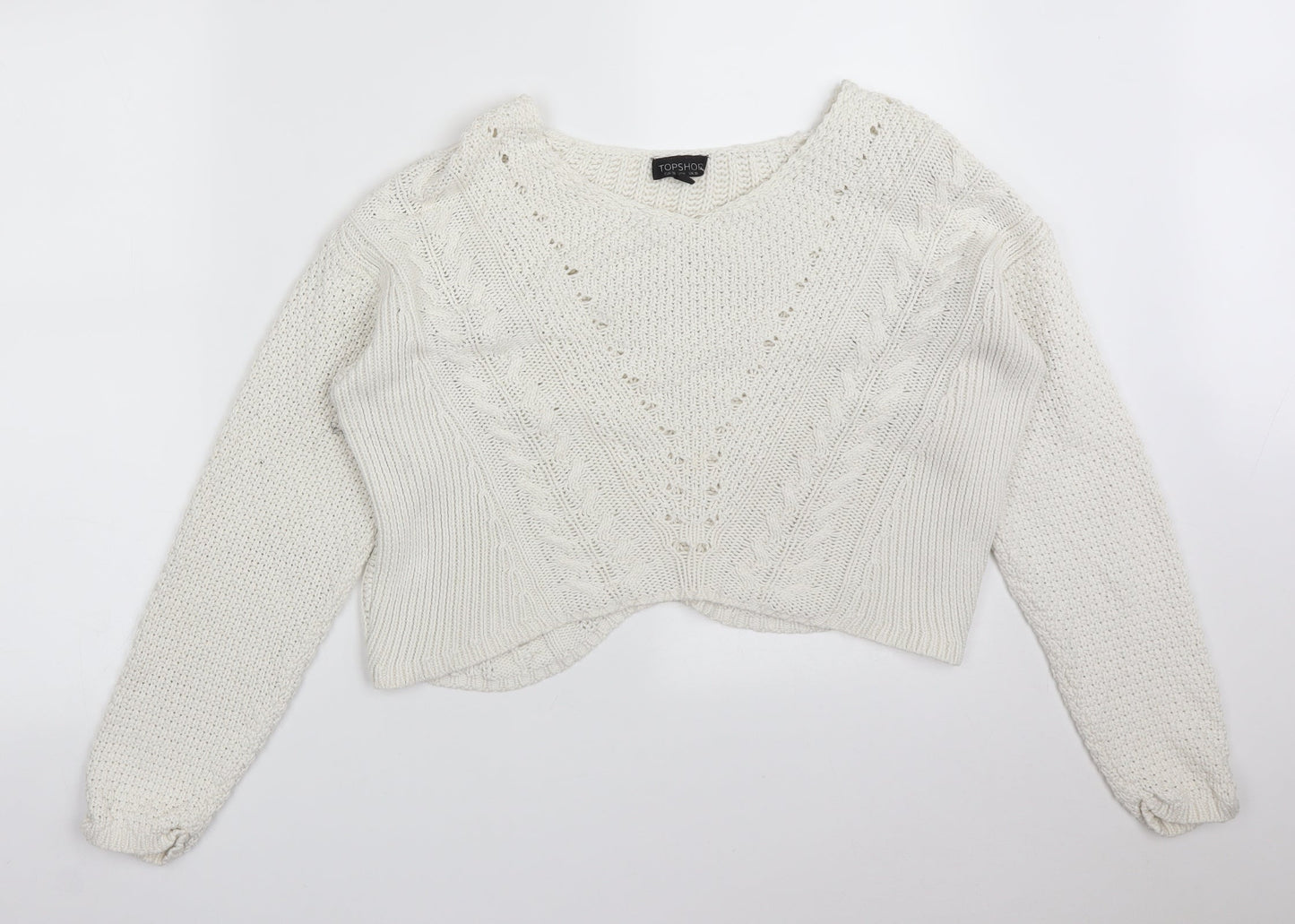 Topshop Womens White   Pullover Sweatshirt Size 10