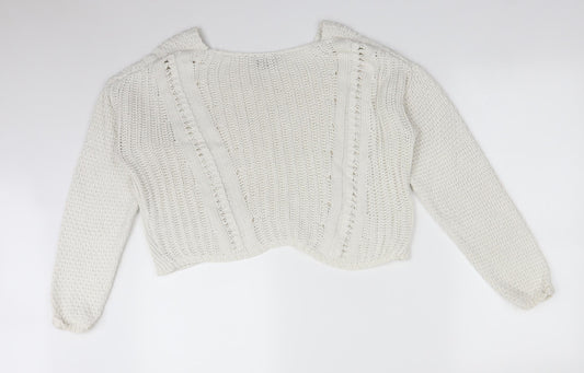 Topshop Womens White   Pullover Sweatshirt Size 10