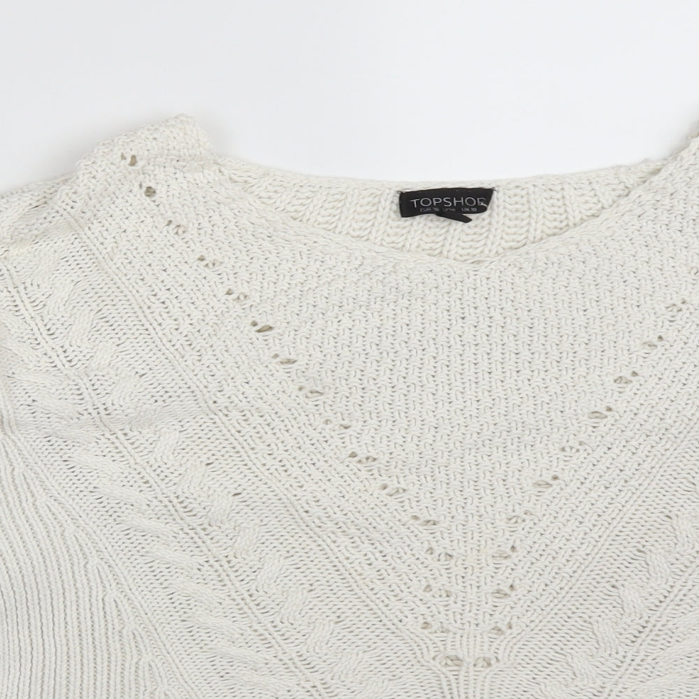 Topshop Womens White   Pullover Sweatshirt Size 10