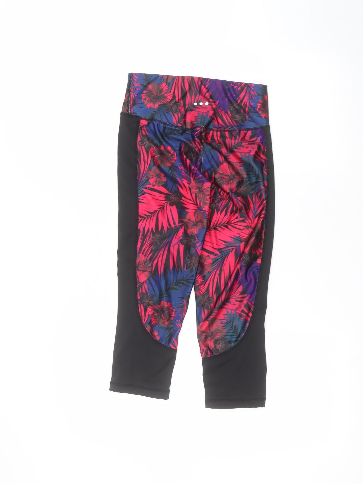 Matalan Womens Black Floral  Cropped Leggings Size 8 L20 in