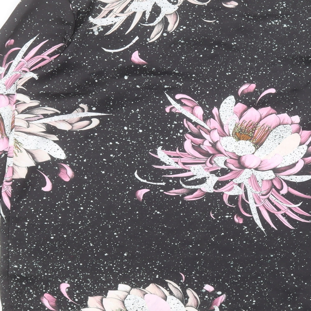 NEXT Womens Black Floral  Basic T-Shirt Size 12