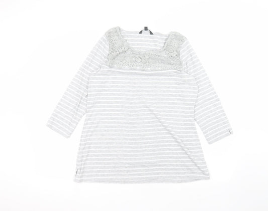 Love leisure Womens White Striped  Pullover Jumper Size 16