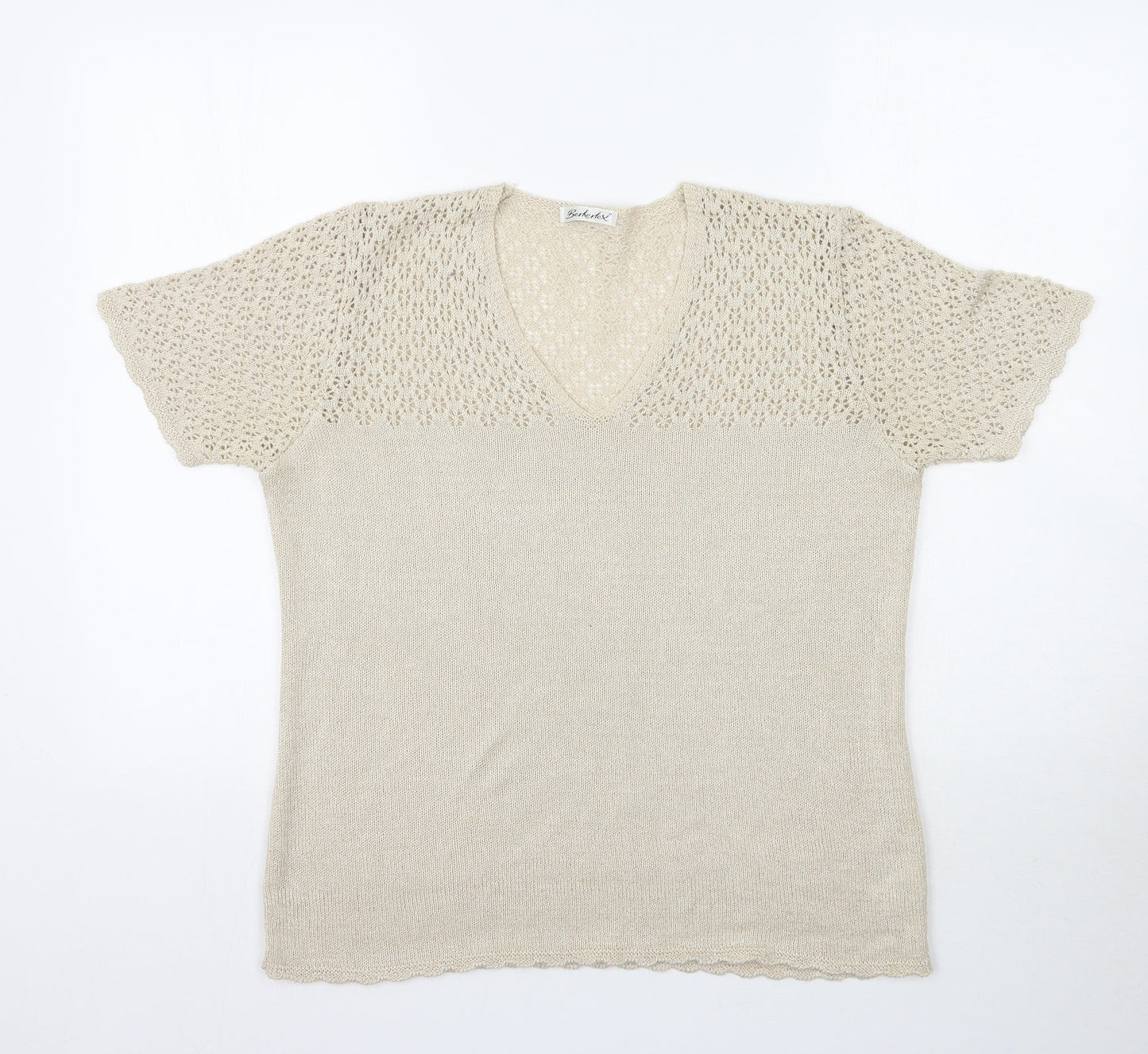 Berkertex Womens Beige  Woven Basic Blouse Size 14