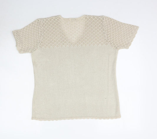 Berkertex Womens Beige  Woven Basic Blouse Size 14