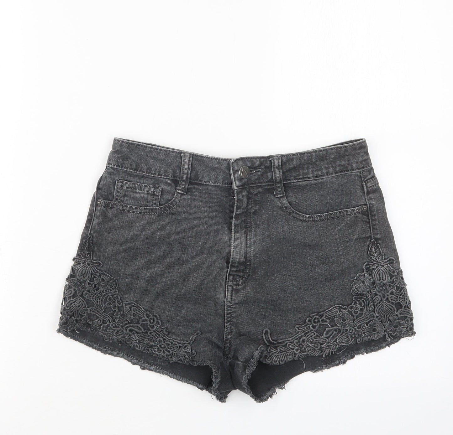 Pimkie Womens Grey  Denim Hot Pants Shorts Size 26 in