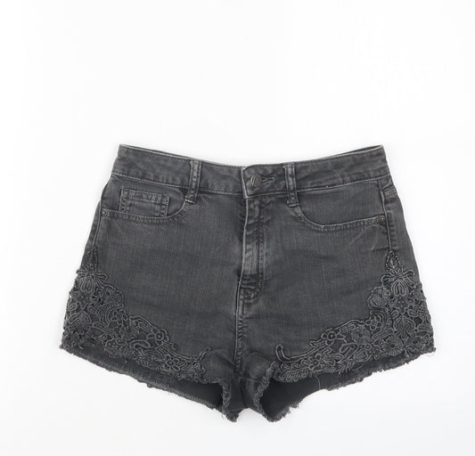 Pimkie Womens Grey  Denim Hot Pants Shorts Size 26 in
