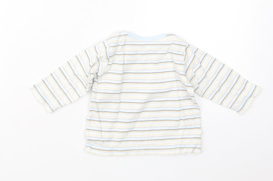 Marks and Spencer Boys Blue Striped  Basic T-Shirt Size 6-9 Months